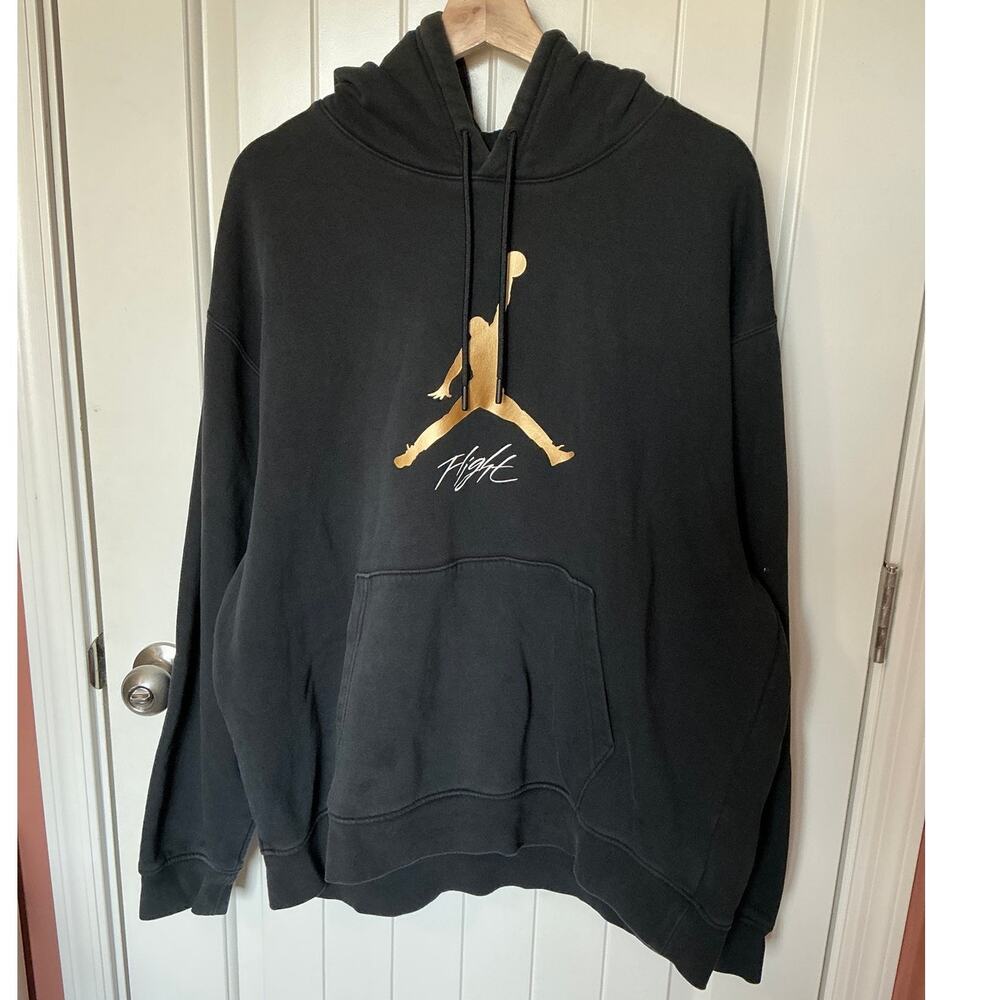 Nike Air Jordan Flight Fleece Hoodie Men's XLarge Black/Gold